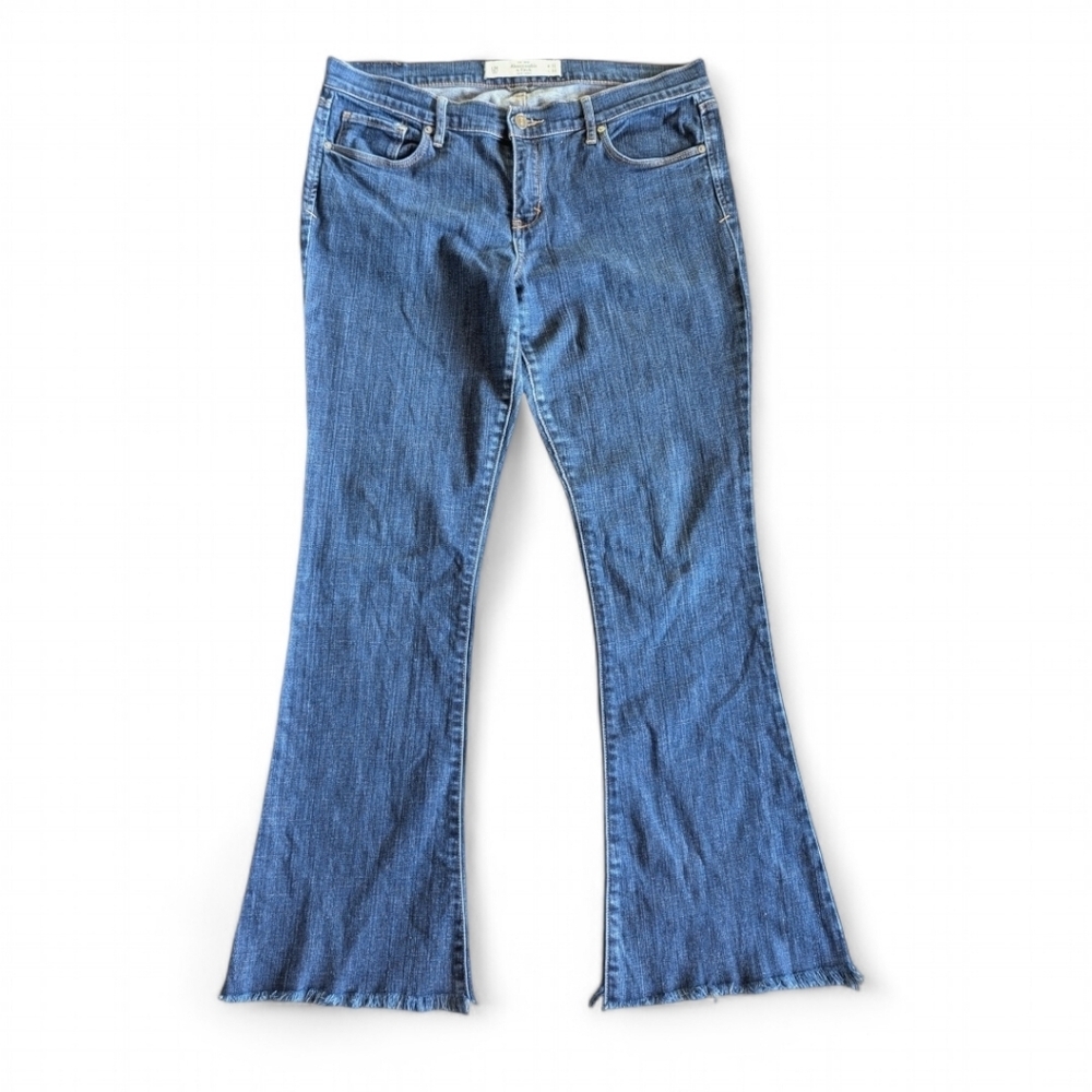 VTG Abercrombie & Fitch Womens Jeans Sz 12 5 Pocket Madison Cut Off Fray‎ Denim